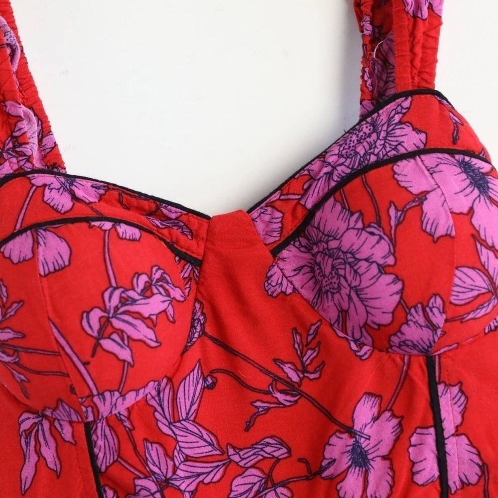 Band of the free red floral print bustier dress Size S small cottagecore peasant - Picture 7 of 9